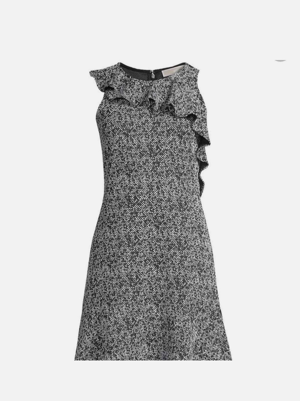 Michael Kors Black & White Sleeveless Ruffle-Neck Shift Dress size Small